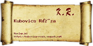 Kubovics Róza névjegykártya